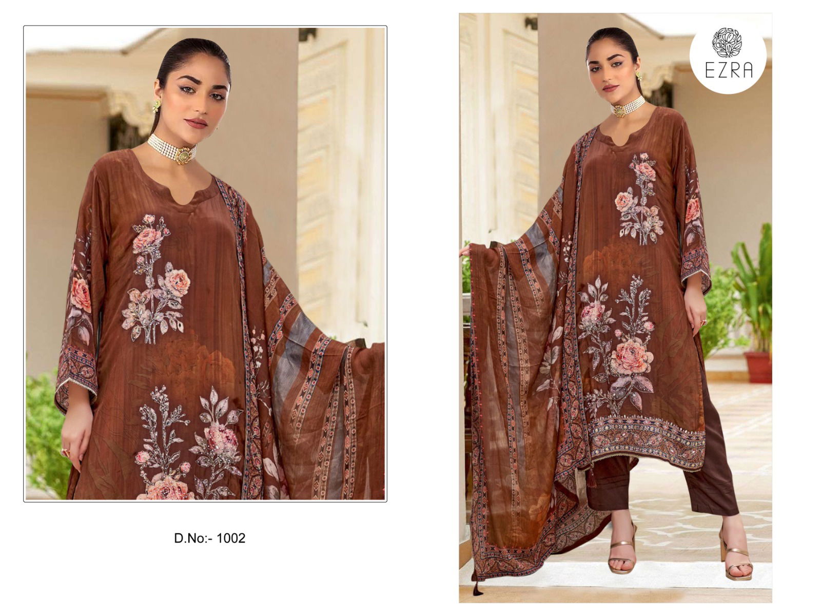 Ezra Nusrat Maslin Cotton Embroidery Pakistani Dress Material Wholesale Online